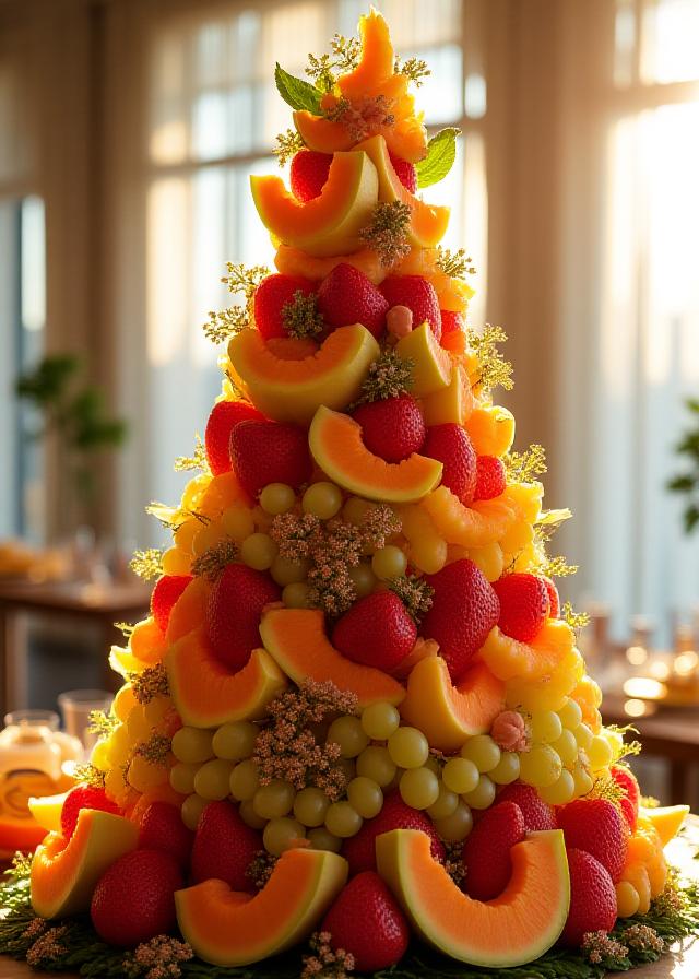 豪華な結婚披露宴のフルーツディスプレイ
